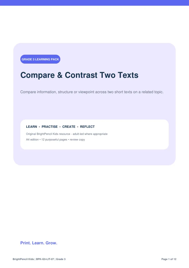 Preview of Compare & Contrast Two Texts