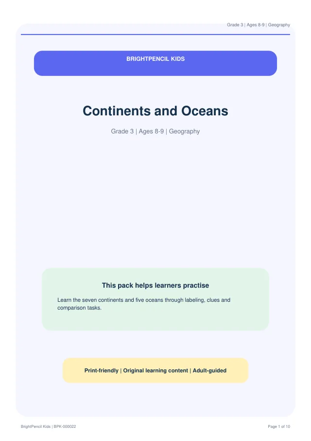 Preview of Continents and Oceans