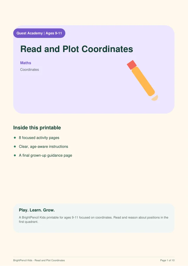 Preview of Read and Plot Coordinates printable
