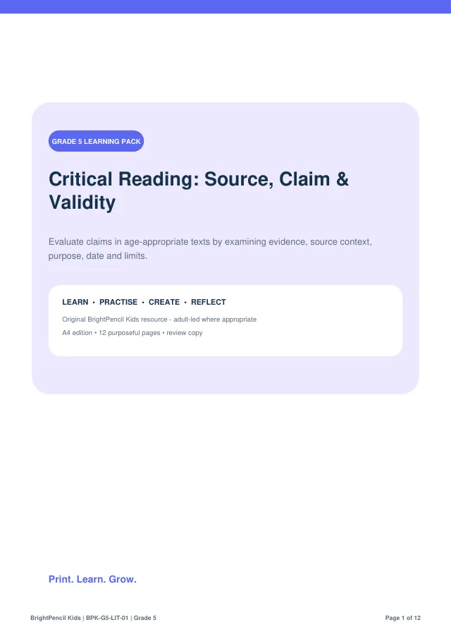 Preview of Critical Reading: Source, Claim & Validity