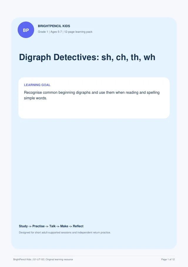 Preview of Digraph Detectives: sh, ch, th, wh