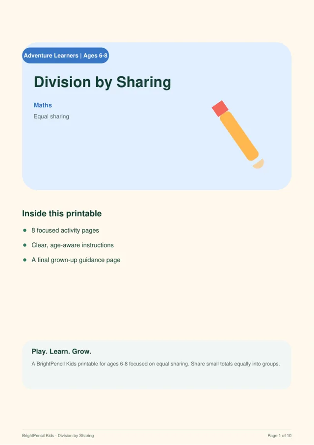 Preview of Division by Sharing printable