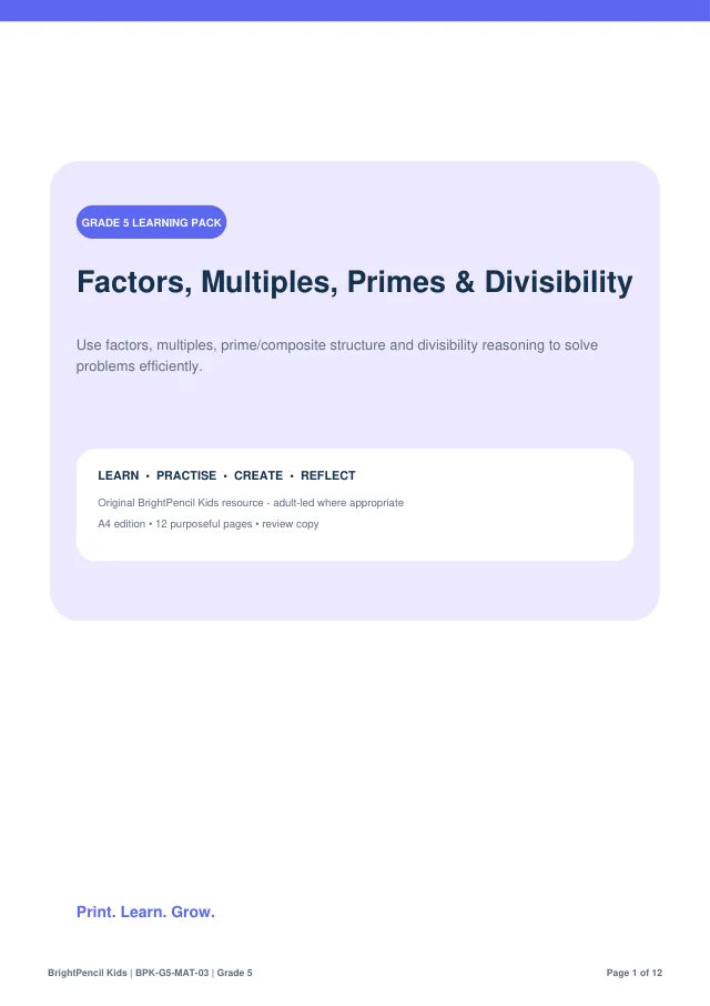 Preview of Factors, Multiples, Primes & Divisibility