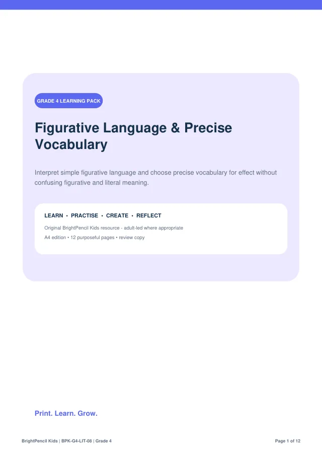 Preview of Figurative Language & Precise Vocabulary