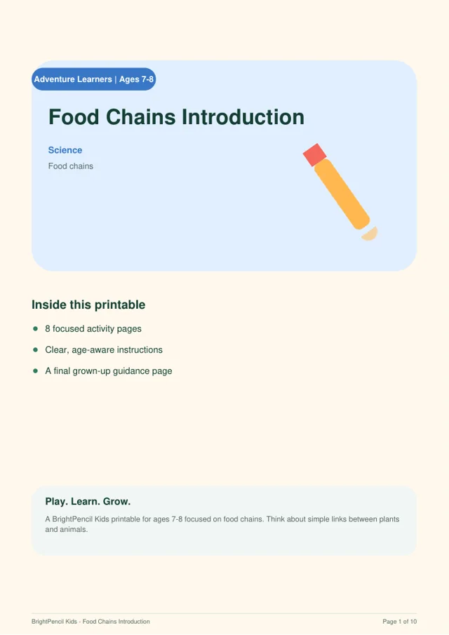 Preview of Food Chains Introduction printable
