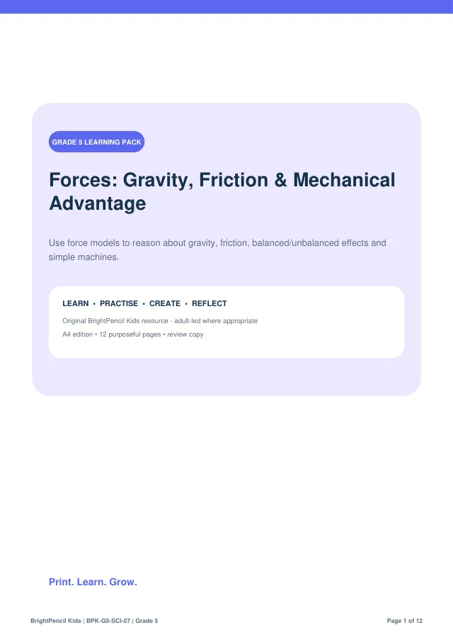 Preview of Forces: Gravity, Friction & Mechanical Advantage