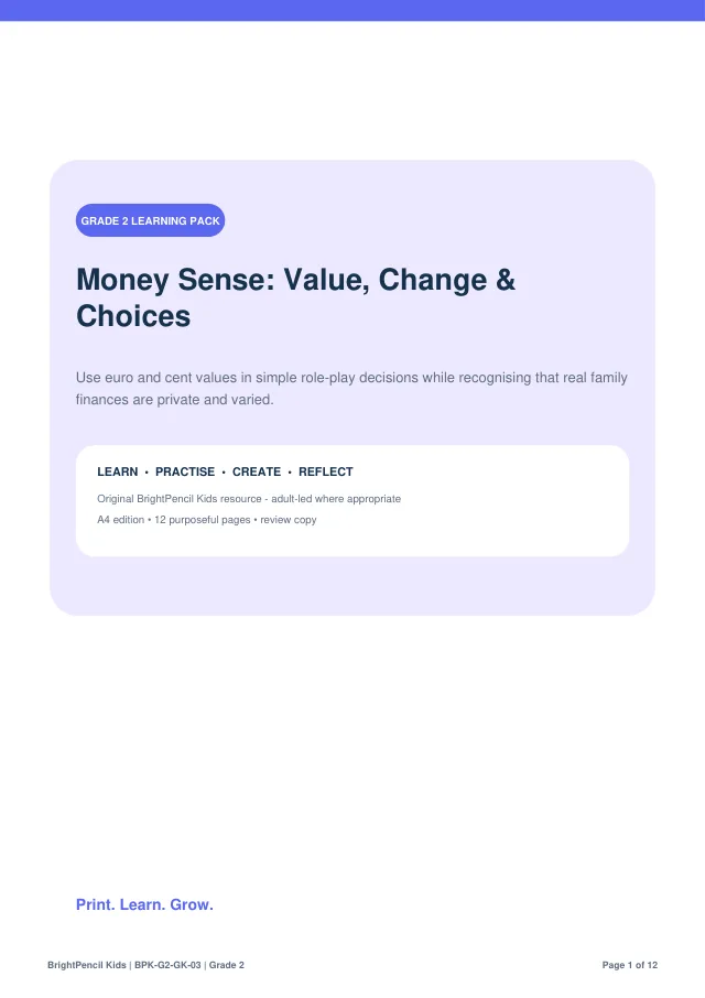 Preview of Money Sense: Value, Change & Choices