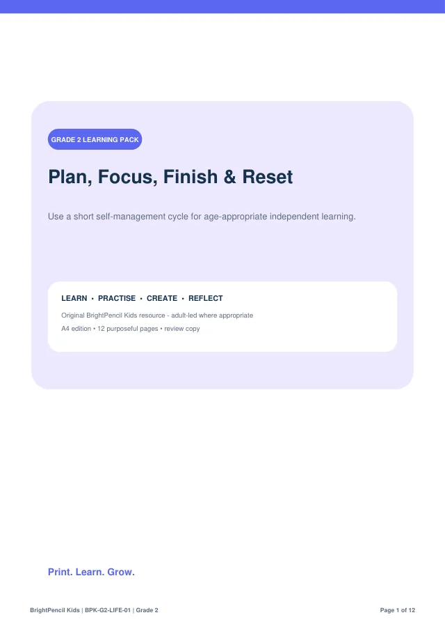 Preview of Plan, Focus, Finish & Reset