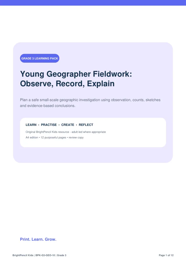 Preview of Young Geographer Fieldwork: Observe, Record, Explain