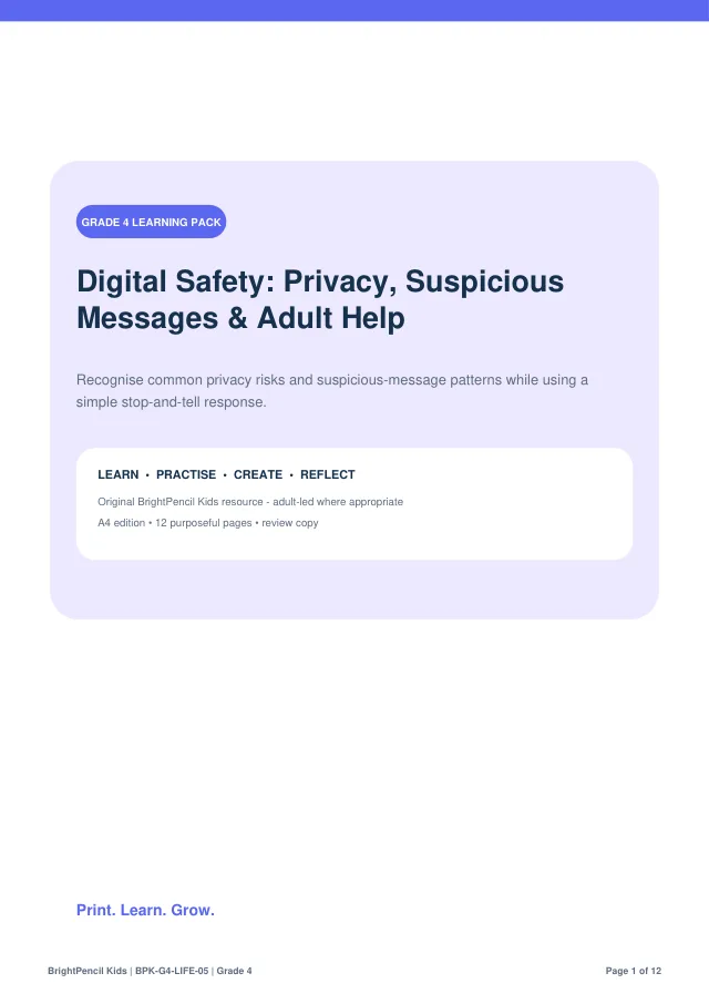 Preview of Digital Safety: Privacy, Suspicious Messages & Adult Help
