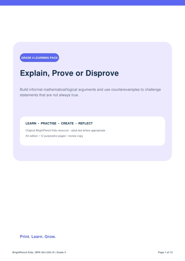 Preview of Explain, Prove or Disprove