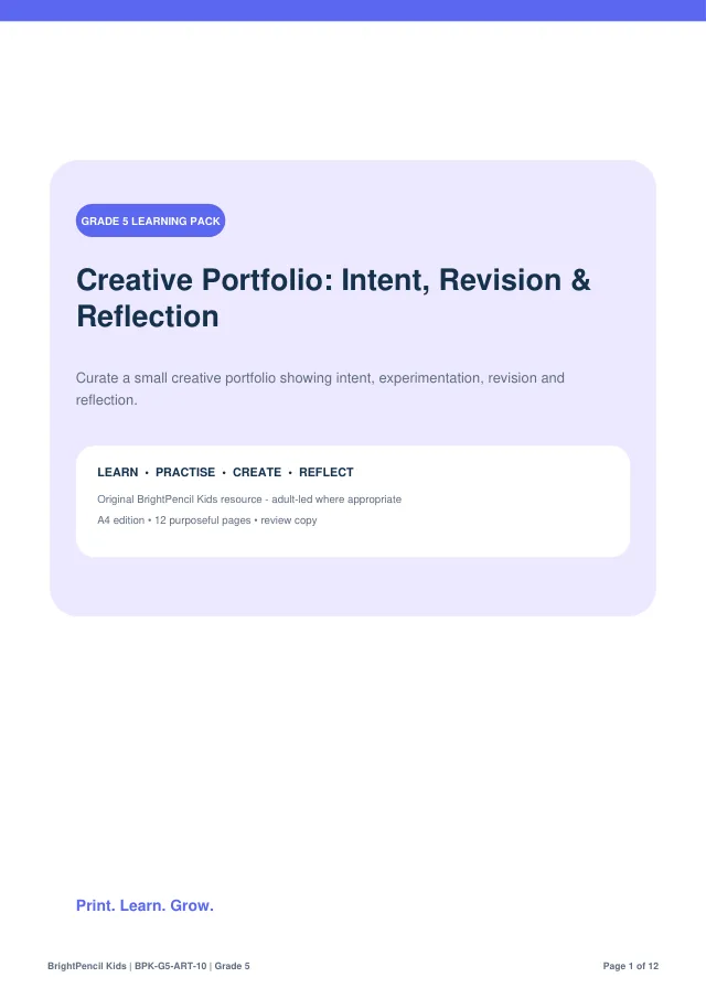 Preview of Creative Portfolio: Intent, Revision & Reflection