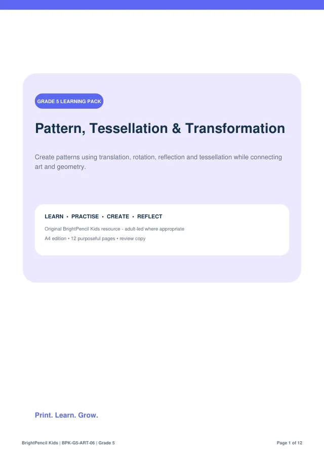 Preview of Pattern, Tessellation & Transformation