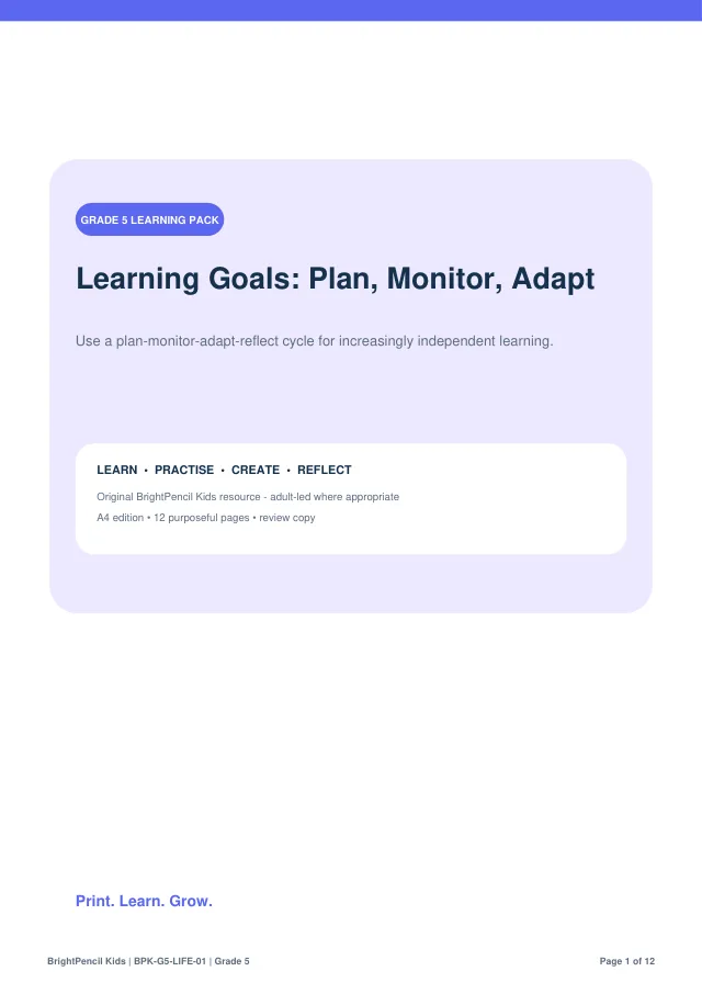 Preview of Learning Goals: Plan, Monitor, Adapt