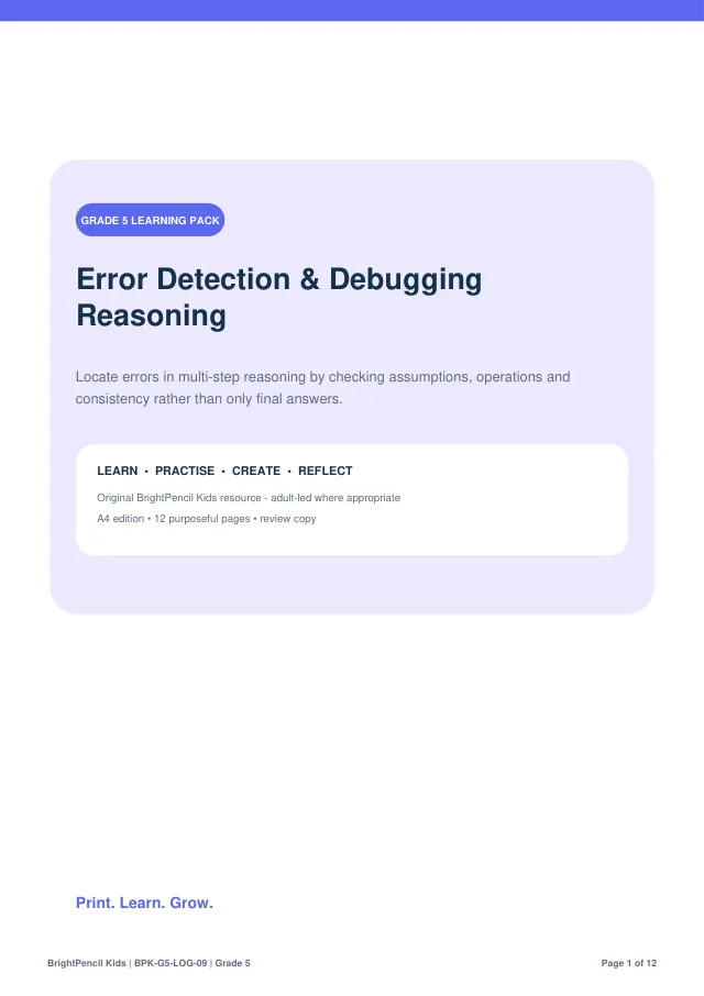 Preview of Error Detection & Debugging Reasoning
