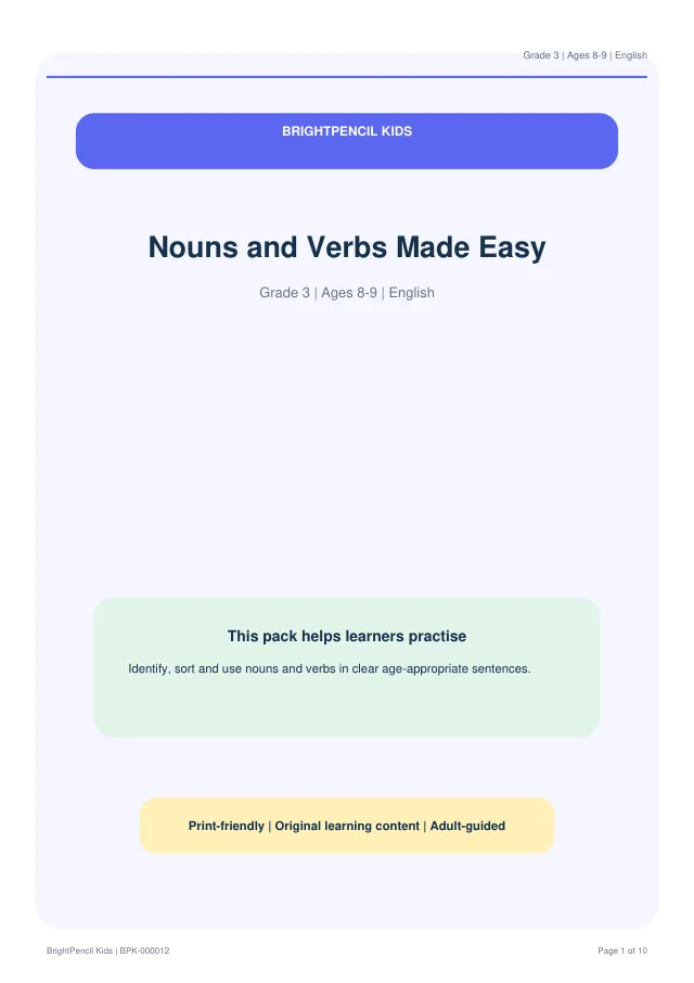 Preview of Nouns and Verbs Made Easy