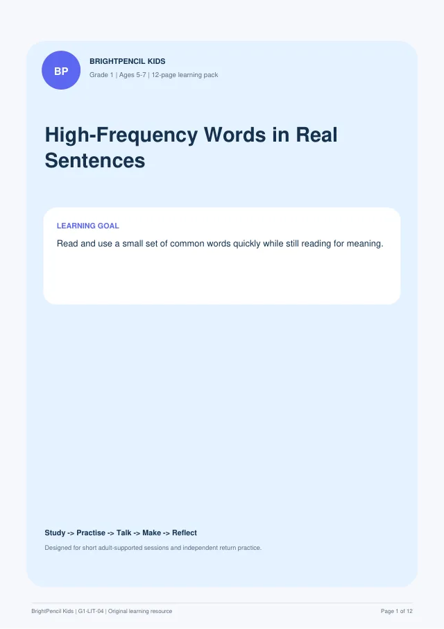 Preview of High-Frequency Words in Real Sentences