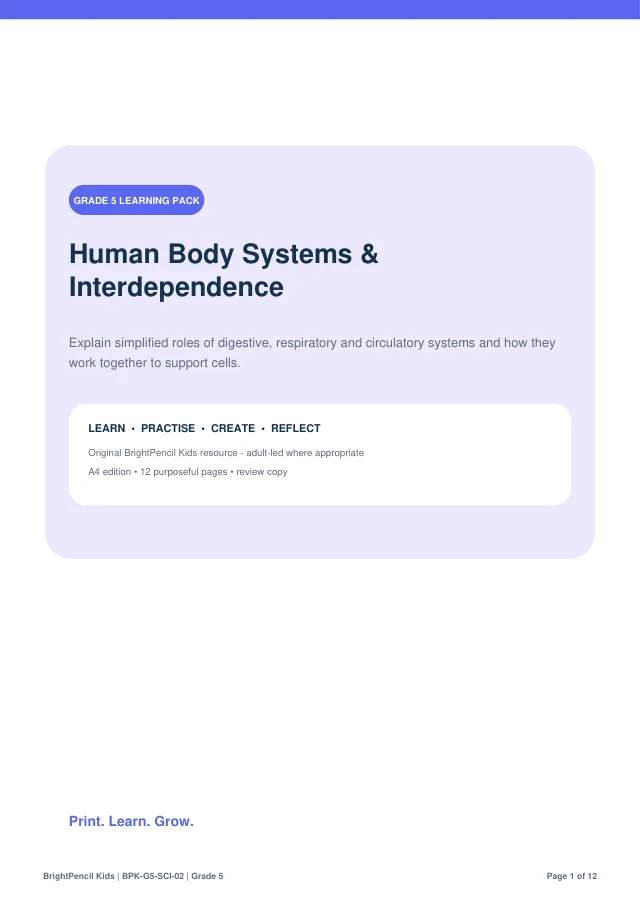 Preview of Human Body Systems & Interdependence