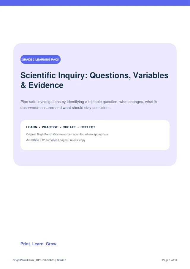 Preview of Scientific Inquiry: Questions, Variables & Evidence