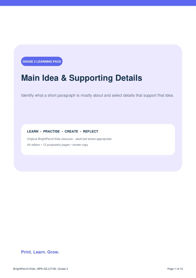 Preview of Main Idea & Supporting Details