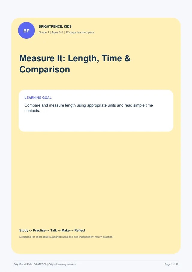 Preview of Measure It: Length, Time & Comparison