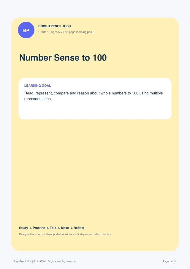 Preview of Number Sense to 100
