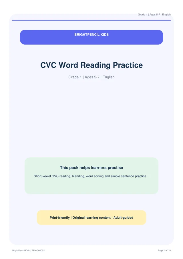 Preview of CVC Word Reading Practice