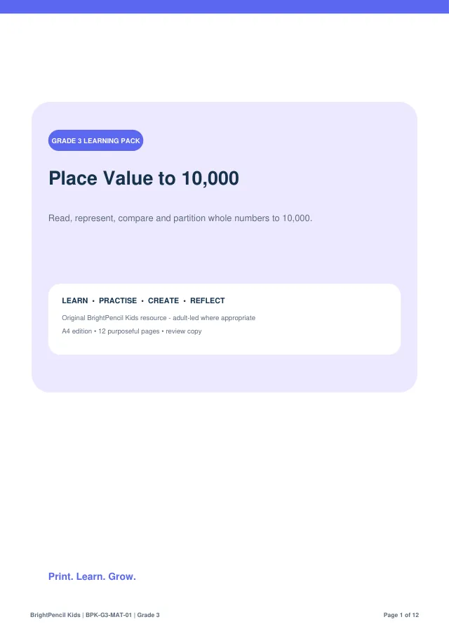 Preview of Place Value to 10,000