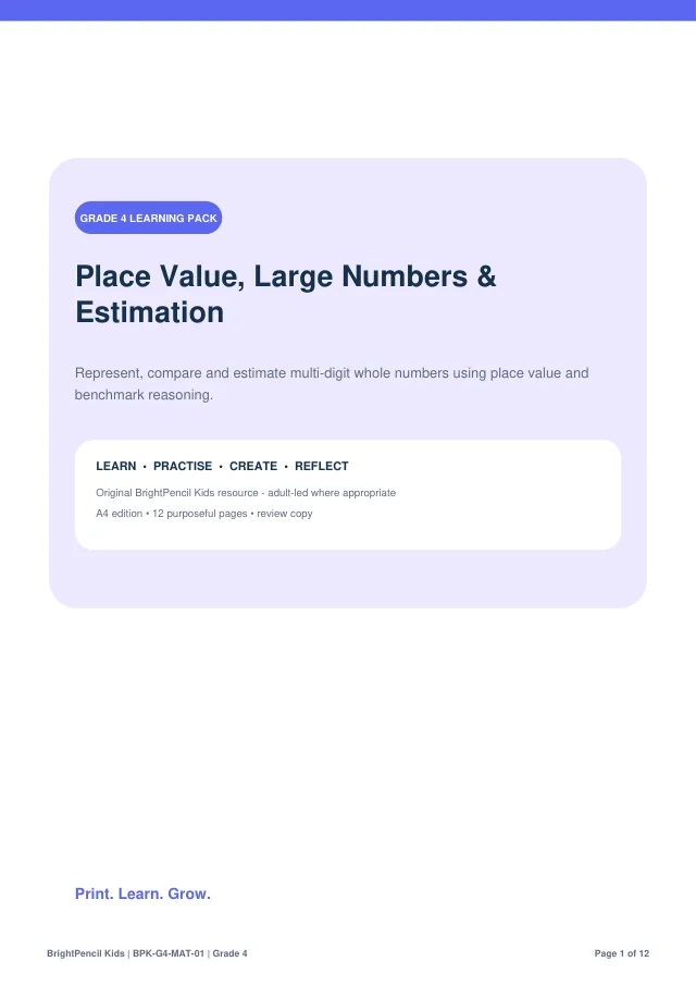 Preview of Place Value, Large Numbers & Estimation