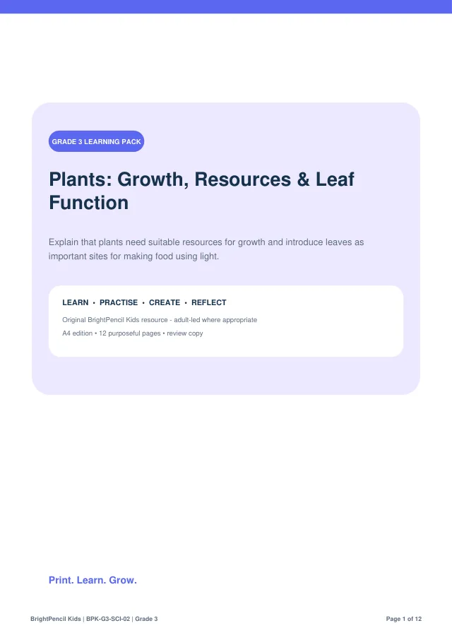 Preview of Plants: Growth, Resources & Leaf Function