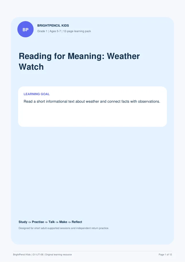 Preview of Reading for Meaning: Weather Watch