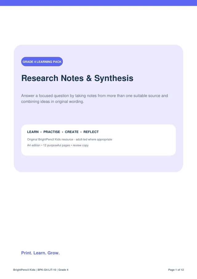 Preview of Research Notes & Synthesis