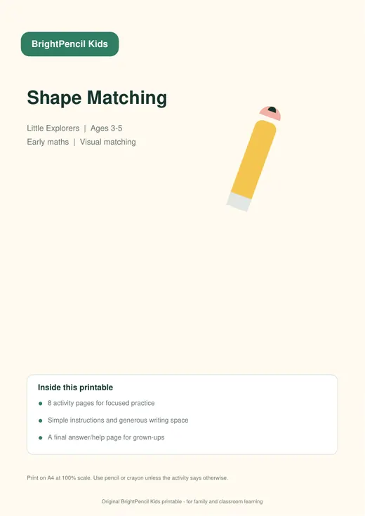 Shape Matching free printable worksheet preview