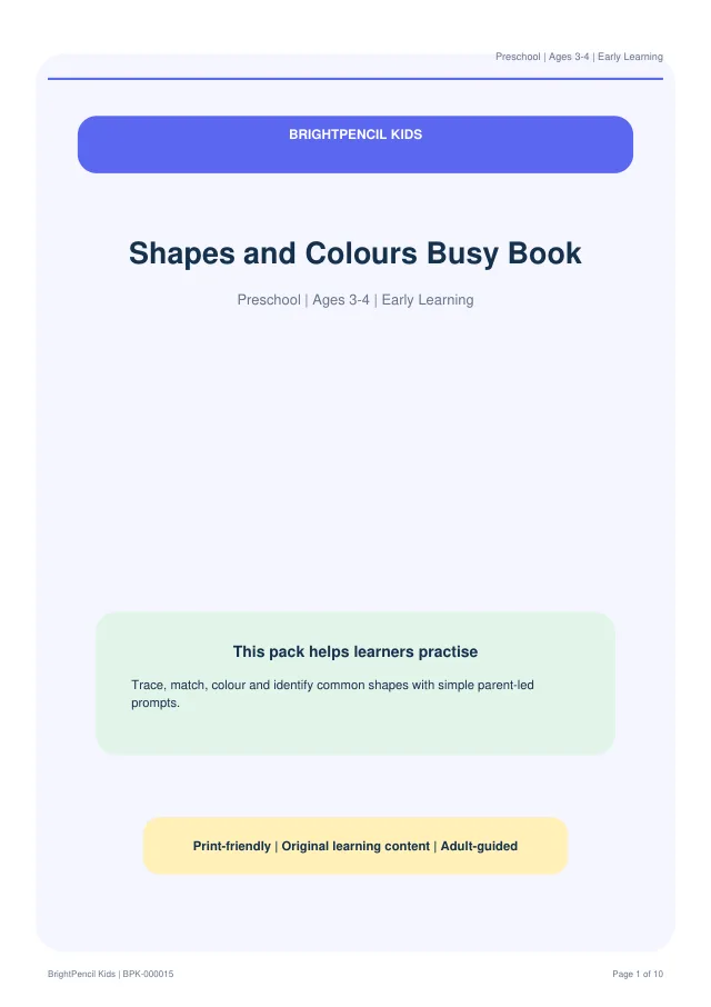 Preview of Shapes and Colours Busy Book