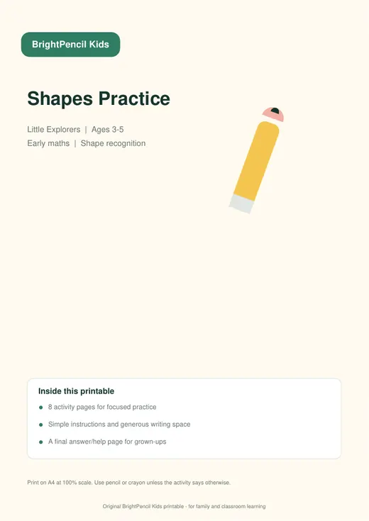 Shapes Practice free printable worksheet preview