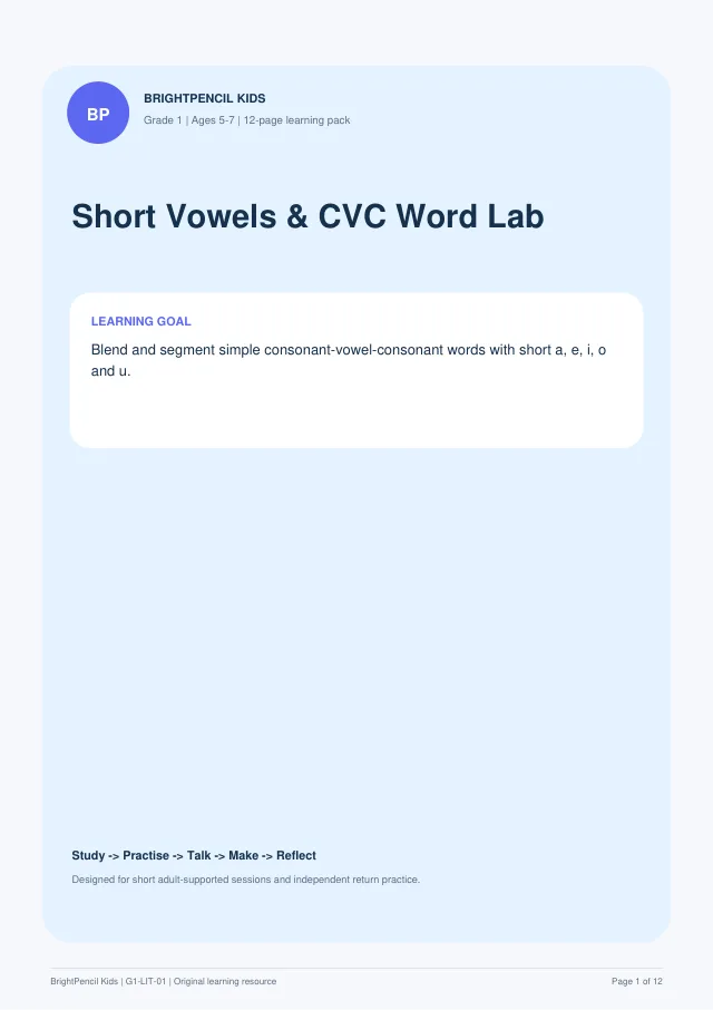 Preview of Short Vowels & CVC Word Lab