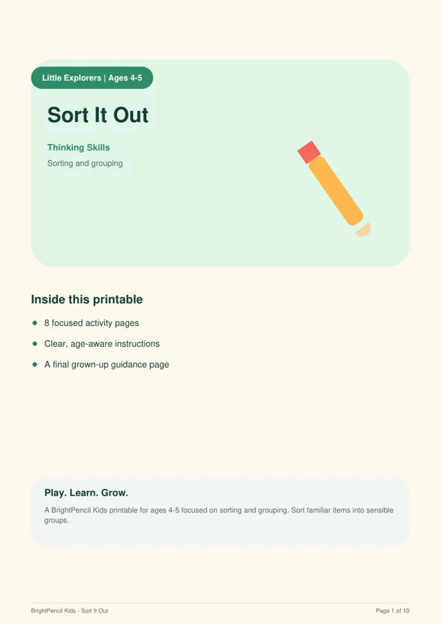 Preview of Sort It Out printable