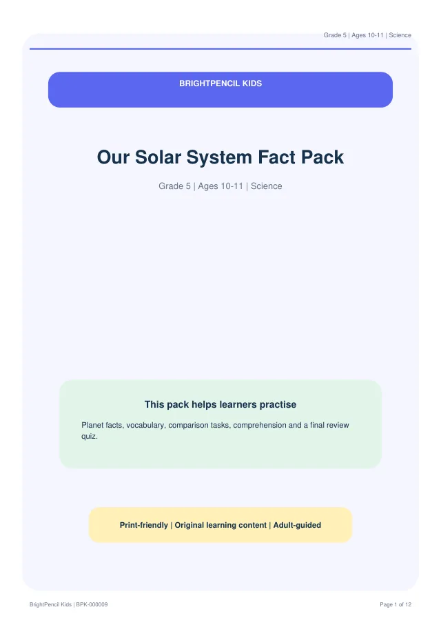Preview of Our Solar System Fact Pack