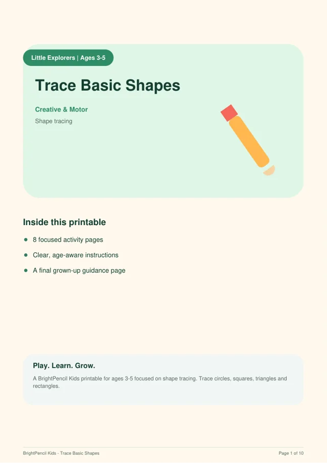 Preview of Trace Basic Shapes printable