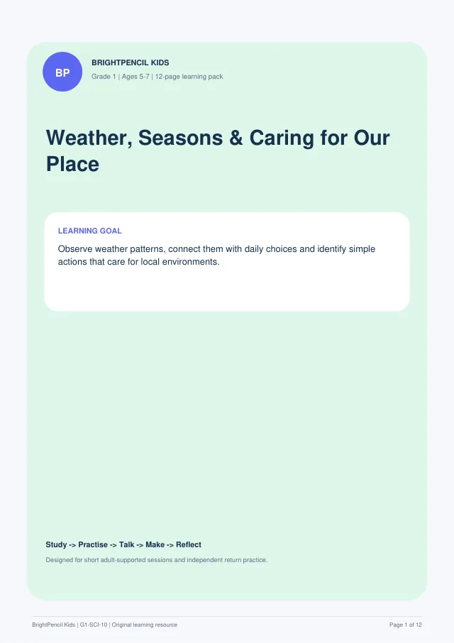 Preview of Weather, Seasons & Caring for Our Place