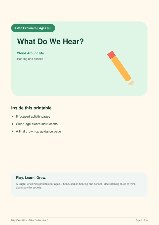 Preview of What Do We Hear? printable